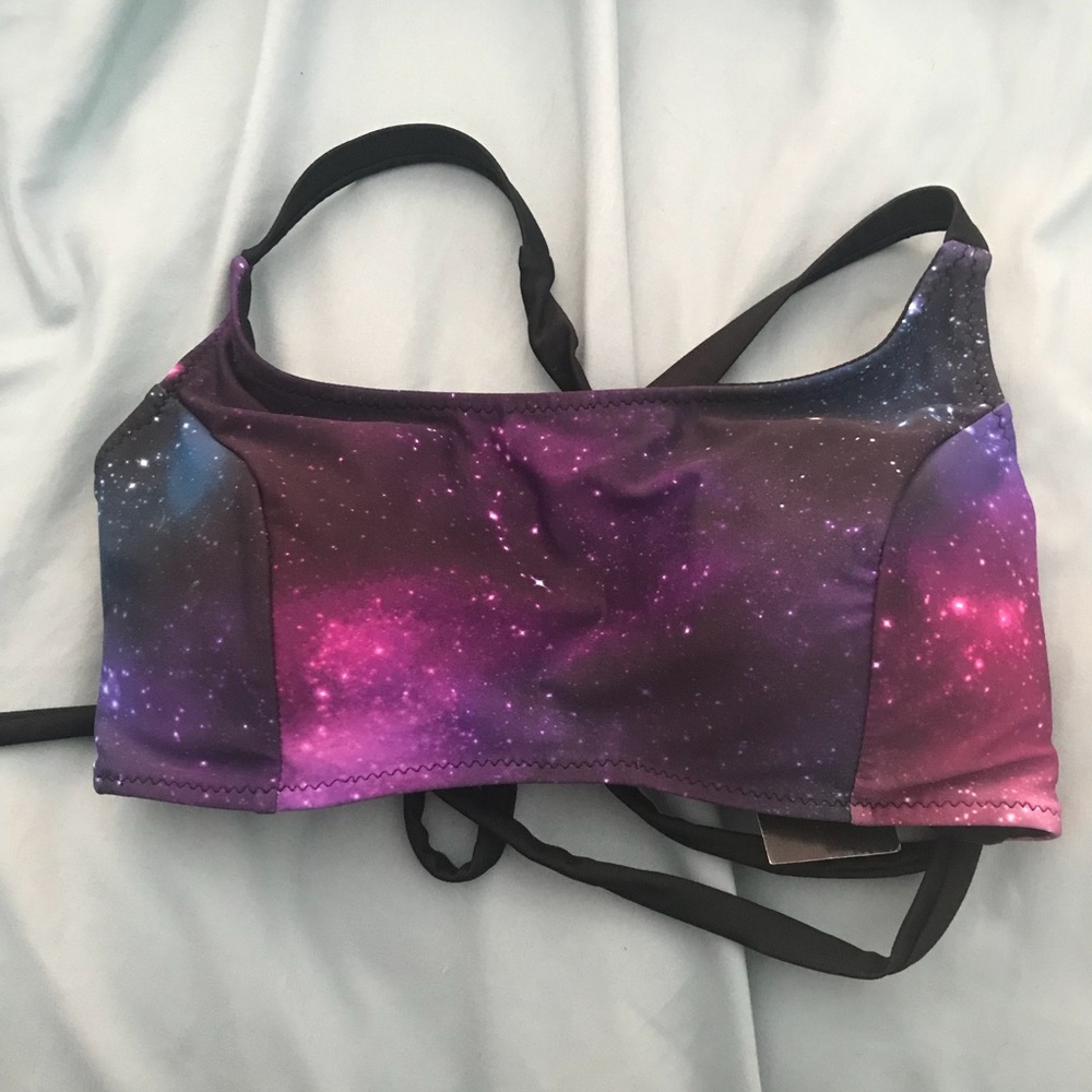 Space/galaxy print swim top